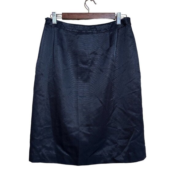 Talbots Black Knee-Length Straight Skirt Italian Fabric Size 10 Back Vent Preppy - Picture 1 of 12